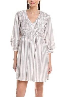 MICHAEL STARS Zuri Mini Dress White/Brown $148 Retail NWT